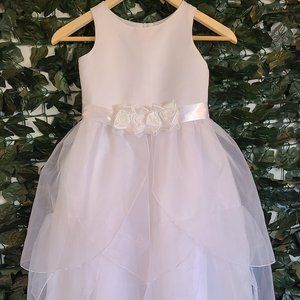 NWT Keepsake White Floral Banded Formal Dress Easter/Communion/Flower Girl